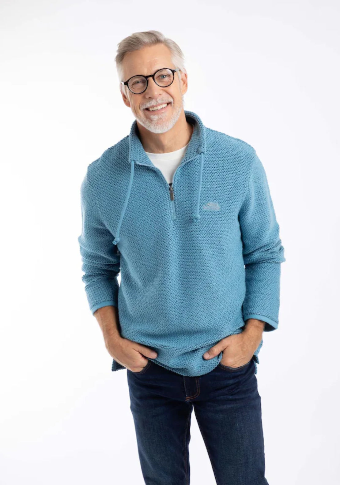 Weird Fish Cruiser 1/4 Zip Macaroni Sweatshirt - Blue 4 Shaws Department Stores