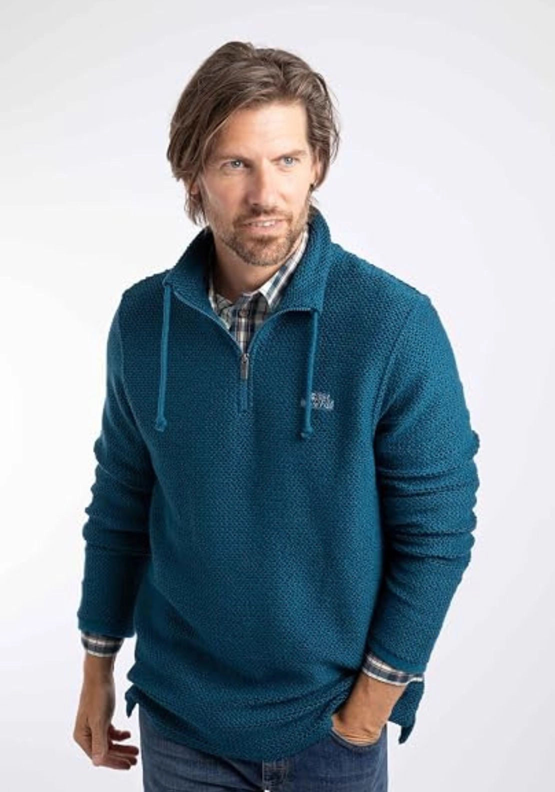 Weird Fish Cruiser 1/4 Zip Sweatshirt - Blue 2 Shaws Department Stores