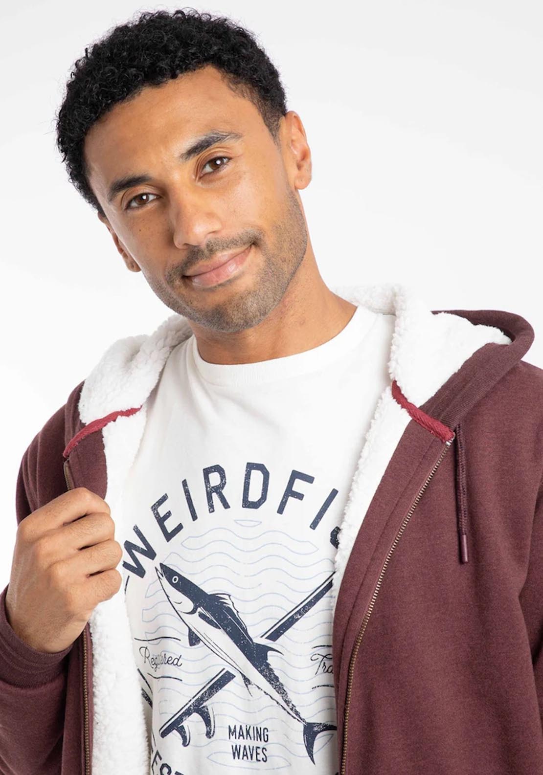 Weird Fish Camborne Borg Bonded Zip Thru Hoodie - Bitter Choclate 4 Shaws Department Stores