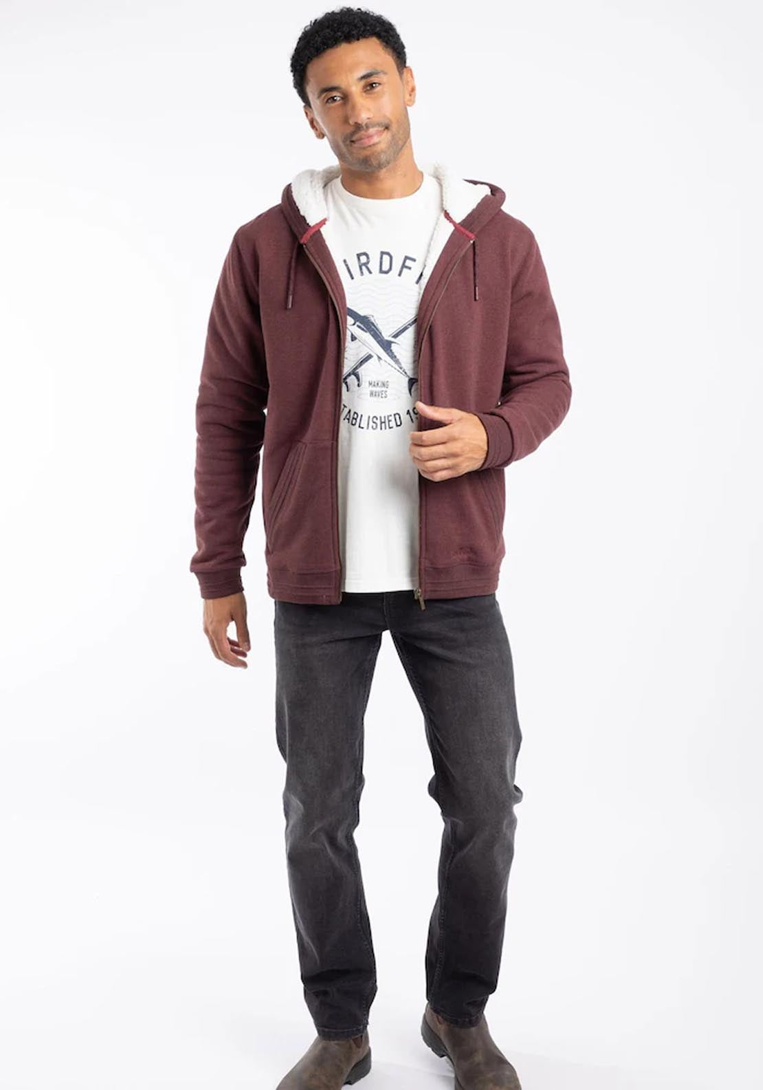 Weird Fish Camborne Borg Bonded Zip Thru Hoodie - Bitter Choclate 6 Shaws Department Stores
