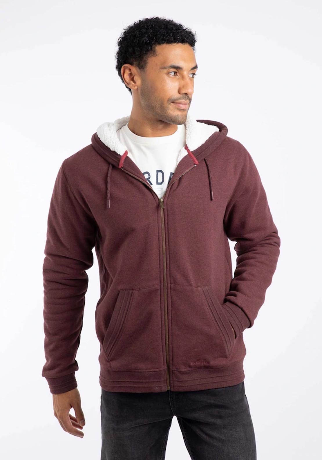 Weird Fish Camborne Borg Bonded Zip Thru Hoodie - Bitter Choclate 1 Shaws Department Stores