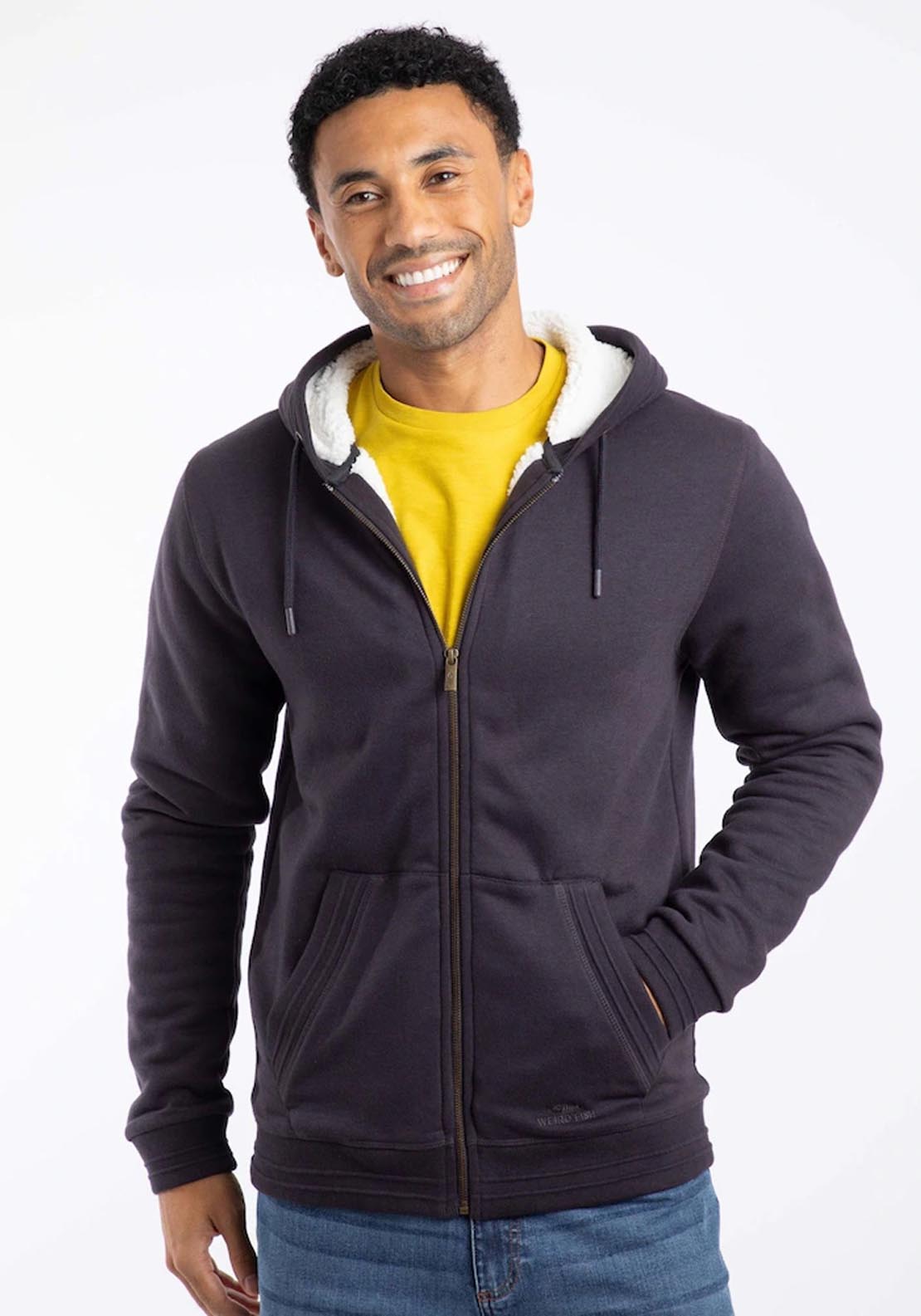 Weird Fish Camborne Borg Bonded Zip Thru Hoodie - Midnight 1 Shaws Department Stores