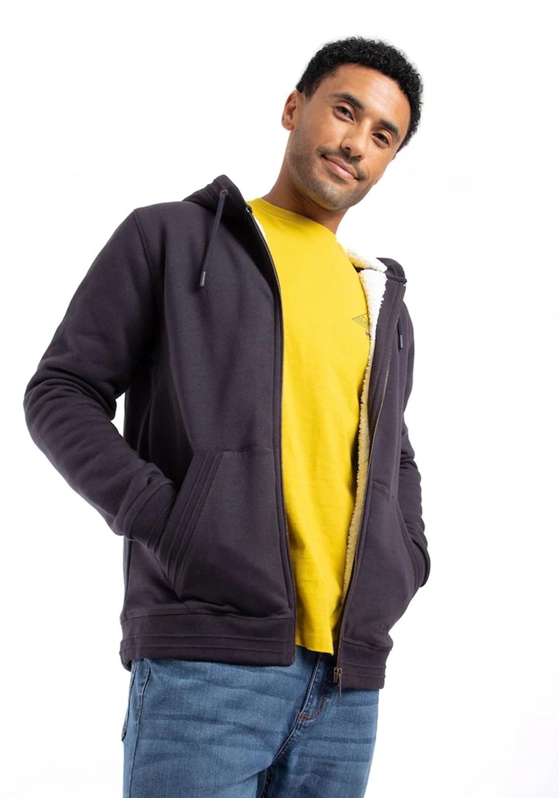 Weird Fish Camborne Borg Bonded Zip Thru Hoodie - Midnight 3 Shaws Department Stores