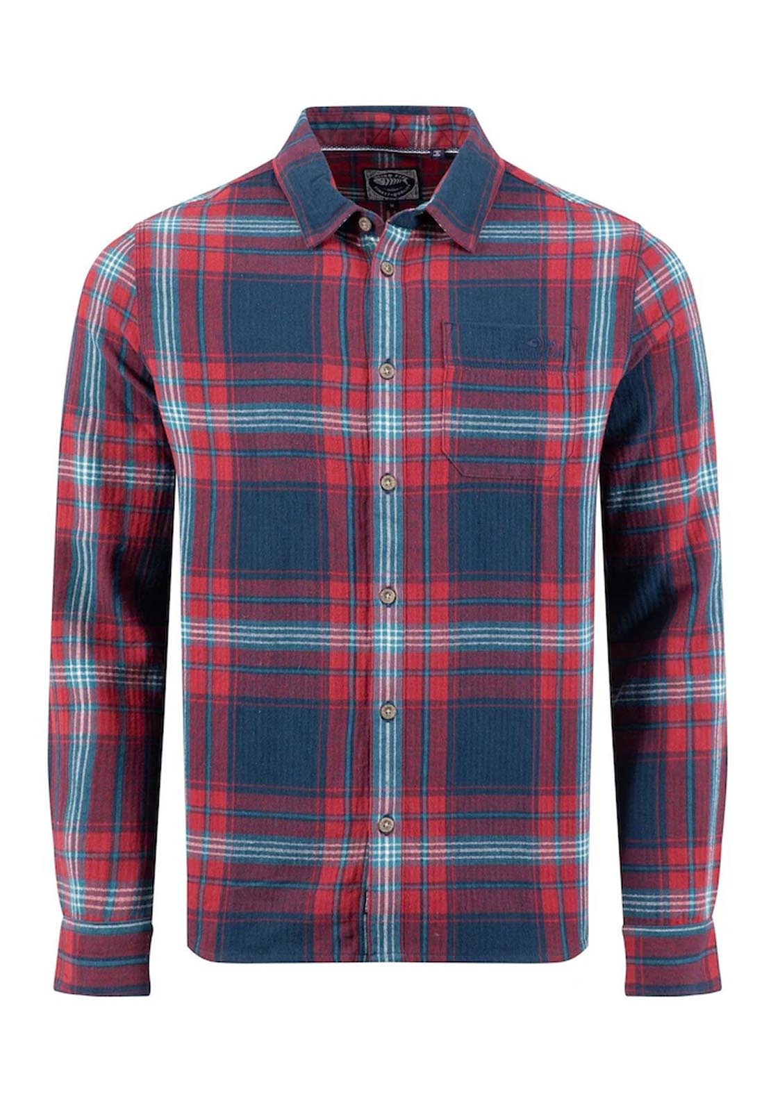 Weird Fish Broxton Herringbone Check Shirt - Red 6 Shaws Department Stores