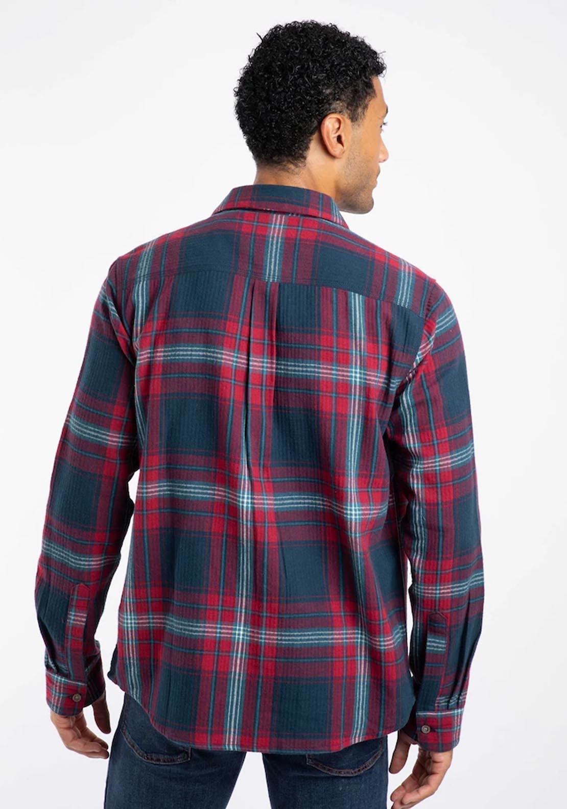 Weird Fish Broxton Herringbone Check Shirt - Red 2 Shaws Department Stores