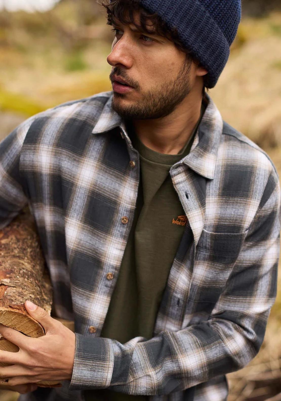 Weird Fish Broxton Herringbone Check Shirt - Grey 6 Shaws Department Stores
