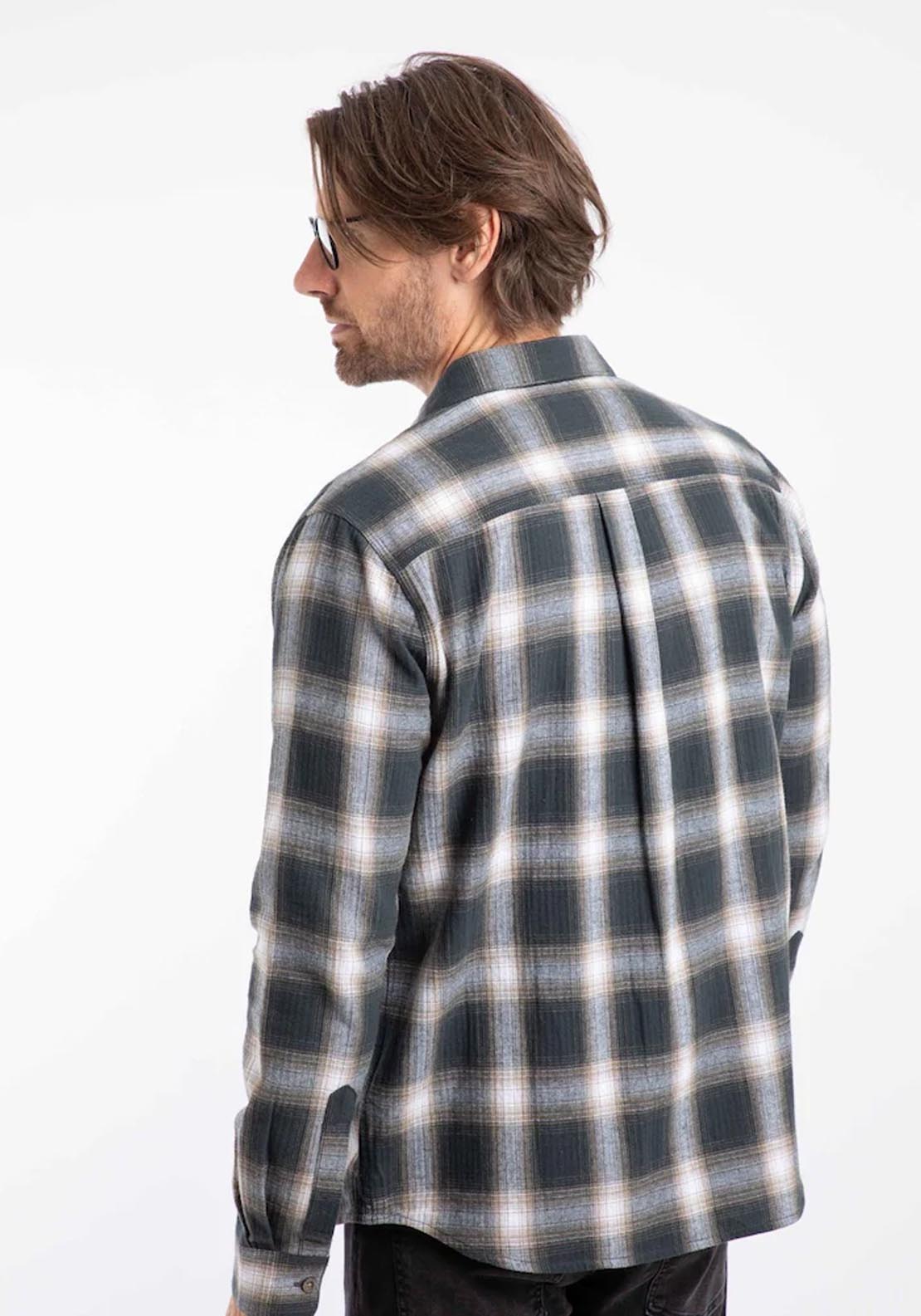 Weird Fish Broxton Herringbone Check Shirt - Grey 2 Shaws Department Stores