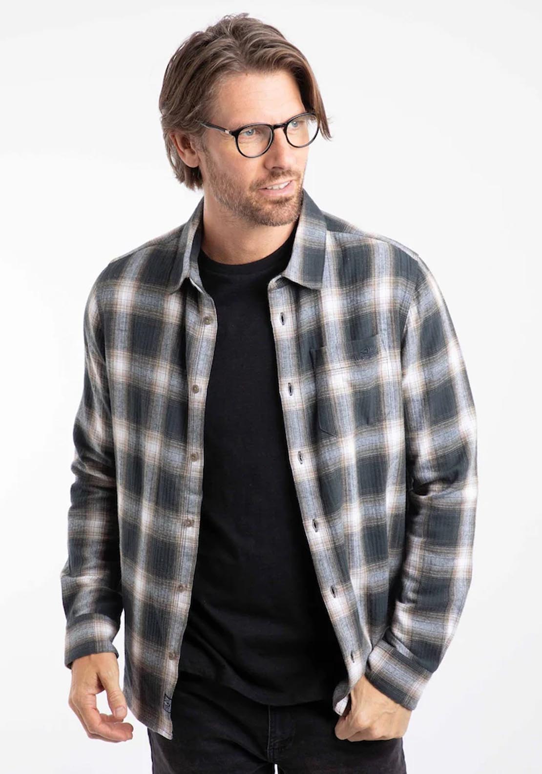 Weird Fish Broxton Herringbone Check Shirt - Grey 1 Shaws Department Stores