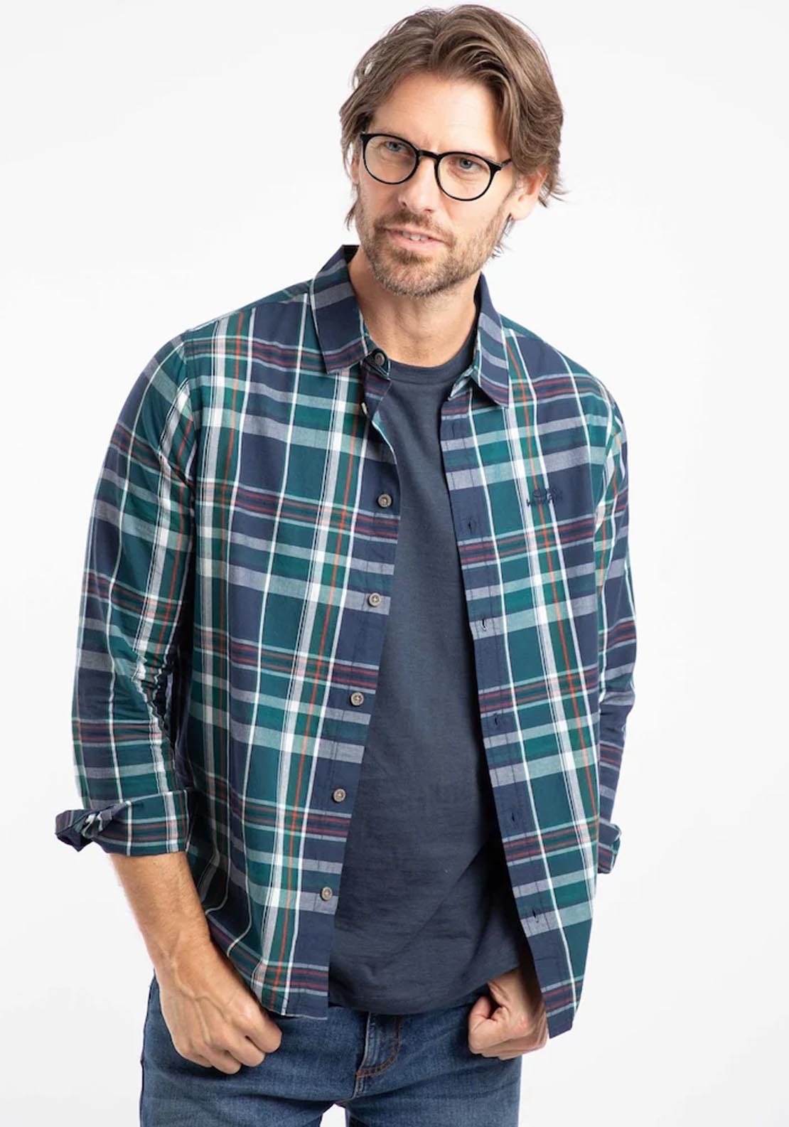 Weird Fish Lando Check Shirt - Blue 1 Shaws Department Stores