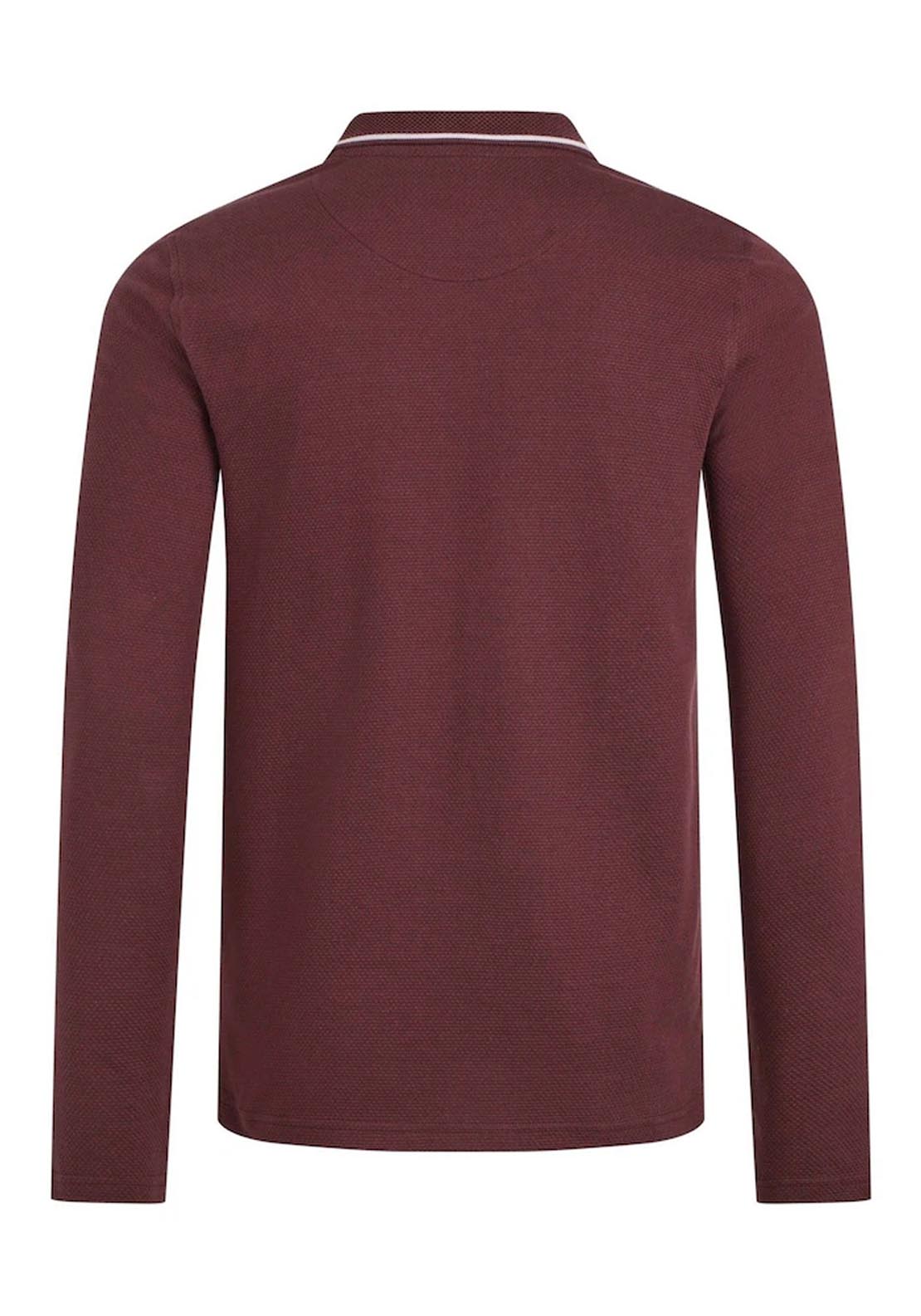 Weird Fish Theo Textured Long Sleeve Polo - Bitter Chocolate 7 Shaws Department Stores
