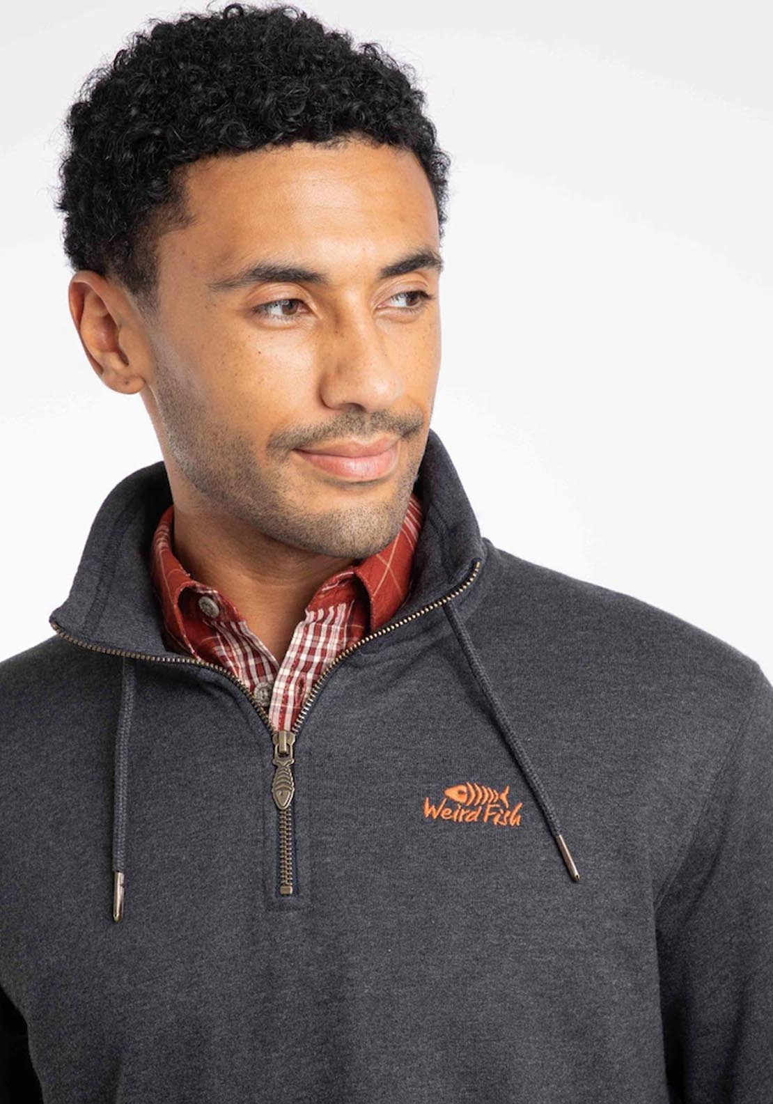 Weird Fish Brampton 1/4 Zip Sweatshirt - Blue 3 Shaws Department Stores