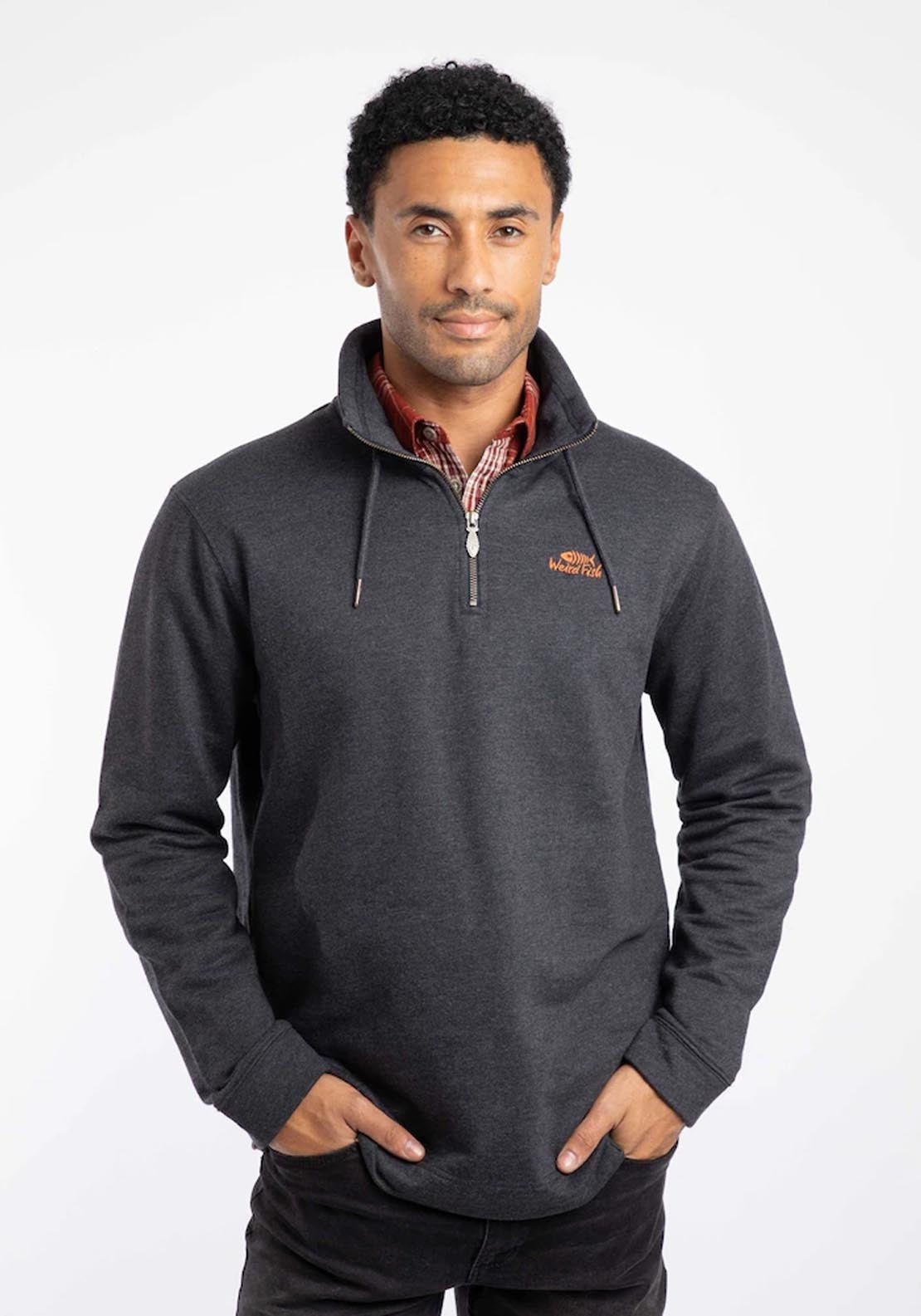 Weird Fish Brampton 1/4 Zip Sweatshirt - Blue 1 Shaws Department Stores