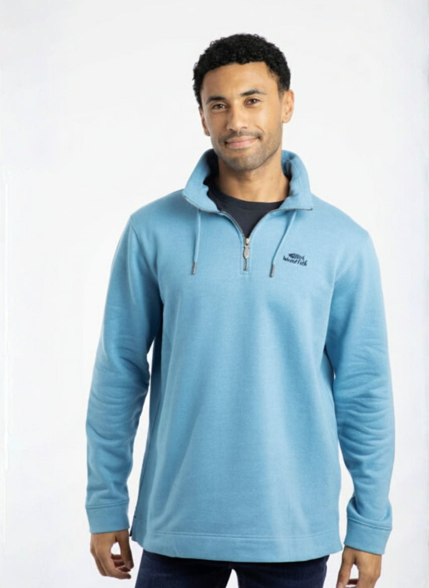 Weird Fish Brampton 1/4 Zip Sweatshirt - Smoke Blue 1 Shaws Department Stores