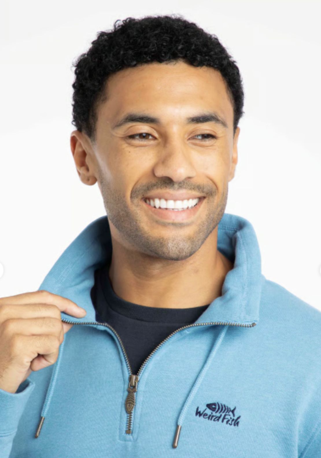 Weird Fish Brampton 1/4 Zip Sweatshirt - Smoke Blue 3 Shaws Department Stores