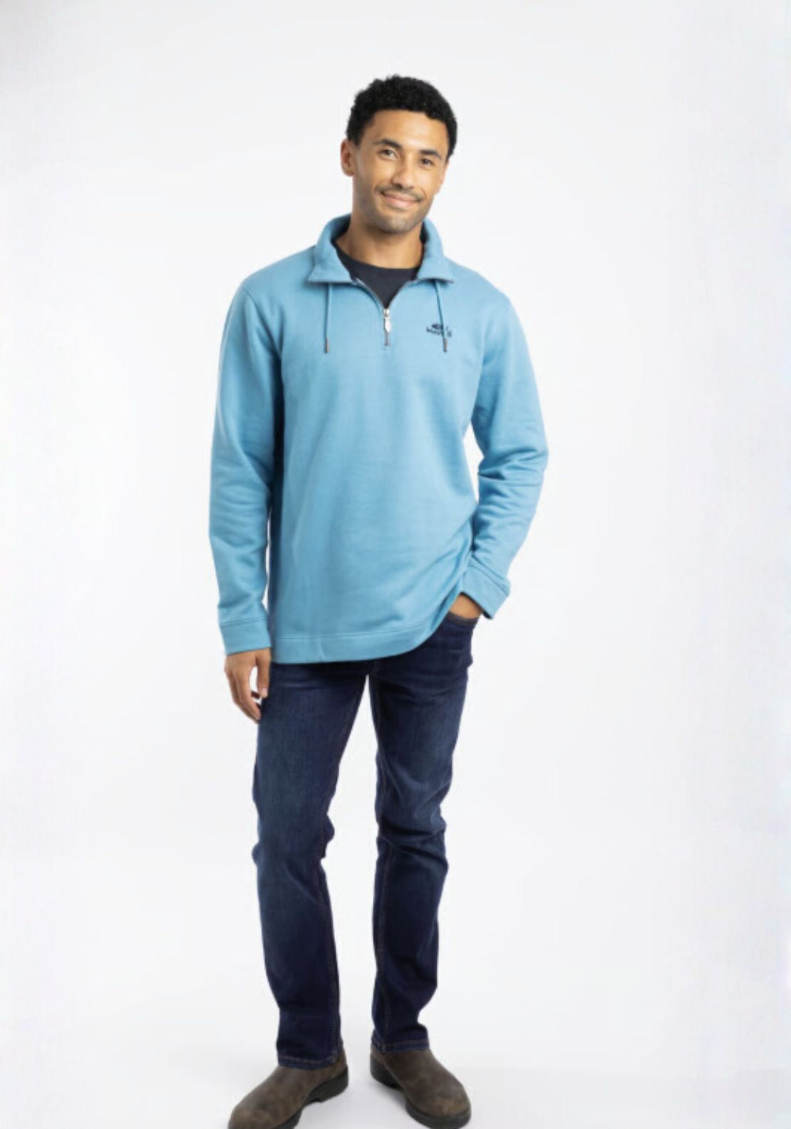 Weird Fish Brampton 1/4 Zip Sweatshirt - Smoke Blue 5 Shaws Department Stores