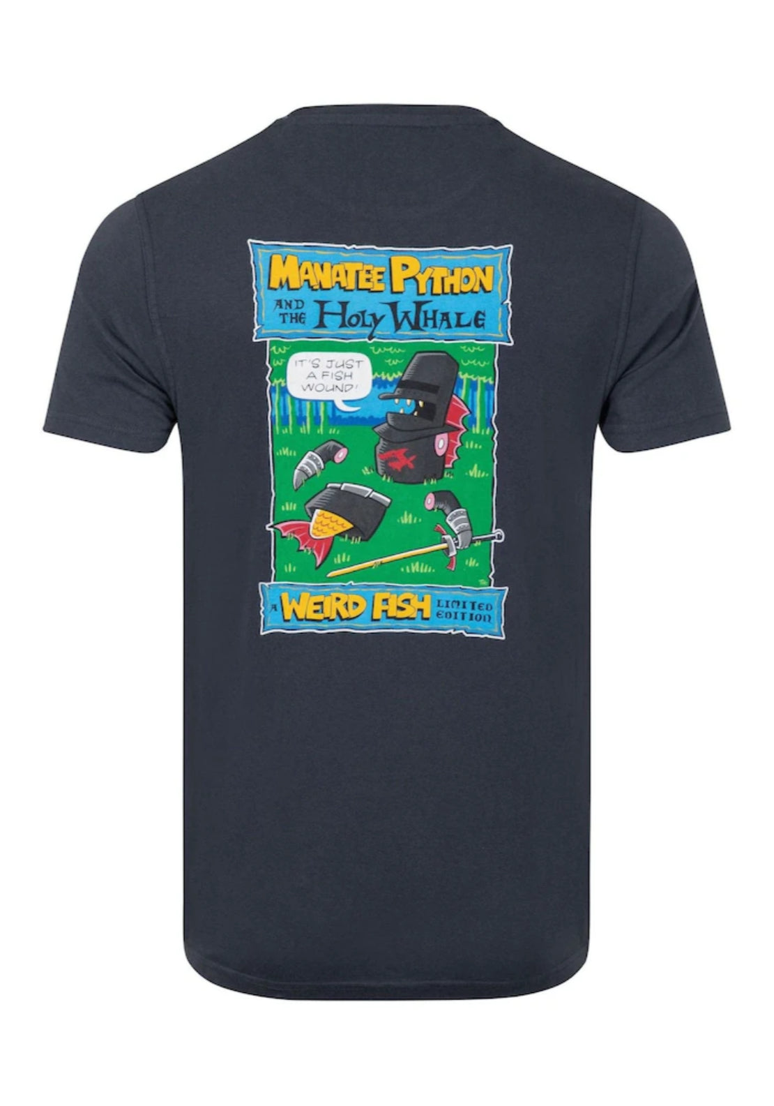 Weird Fish 100% Cotton Holy Whale Back Print Artist T-Shirt - Navy 5 Shaws Department Stores