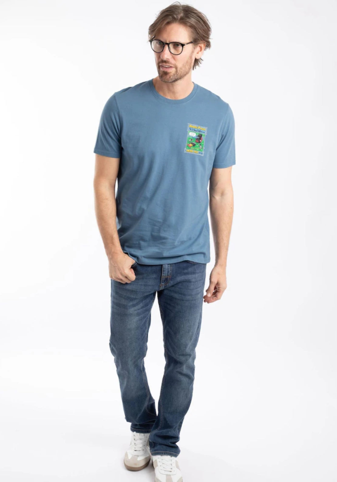 Weird Fish 100% Cotton Holy Whale Back Print Artist T-Shirt - Blue 4 Shaws Department Stores