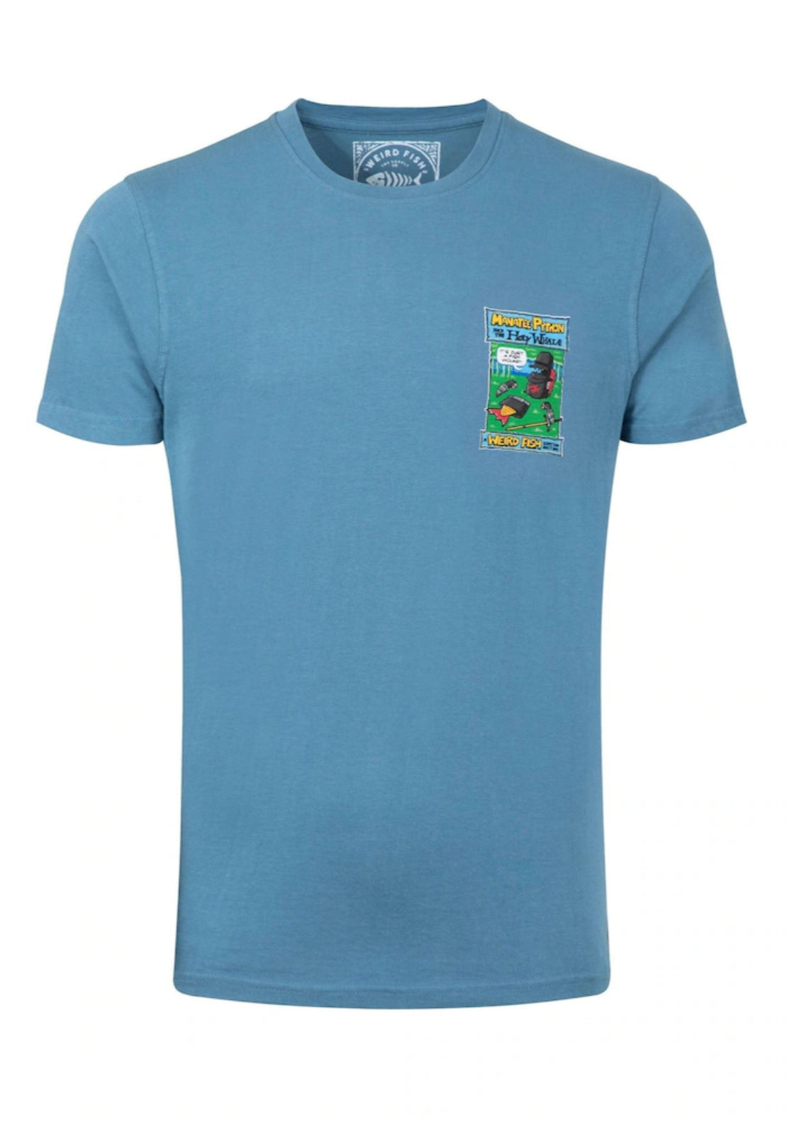 Weird Fish 100% Cotton Holy Whale Back Print Artist T-Shirt - Blue 5 Shaws Department Stores