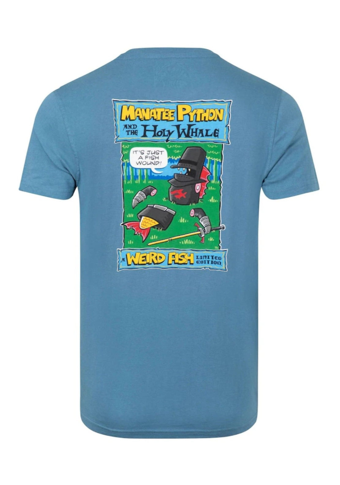 Weird Fish 100% Cotton Holy Whale Back Print Artist T-Shirt - Blue 6 Shaws Department Stores