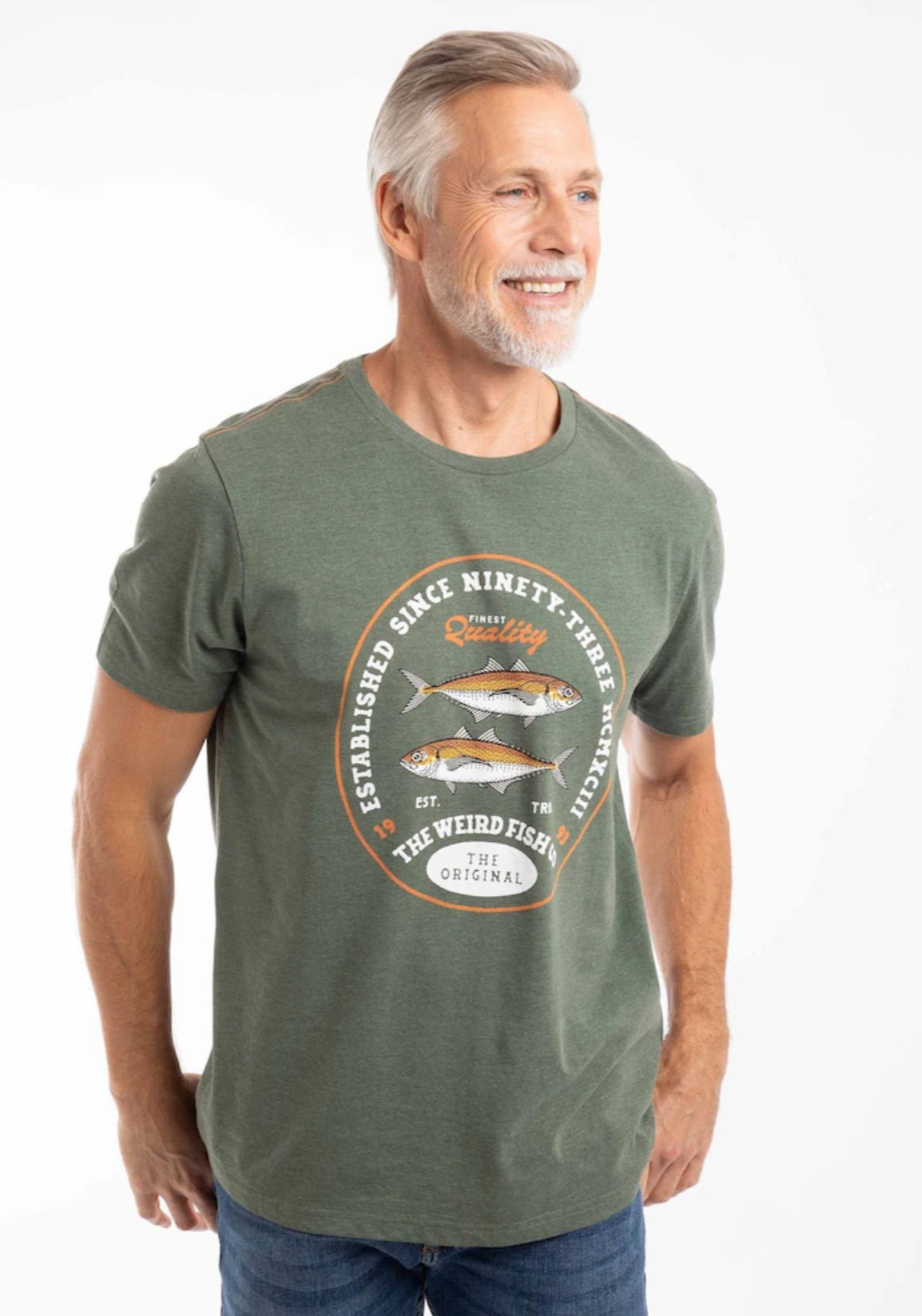 Weird Fish Fish Stamp Front Print Graphic T-Shirt - Basil 1 Shaws Department Stores
