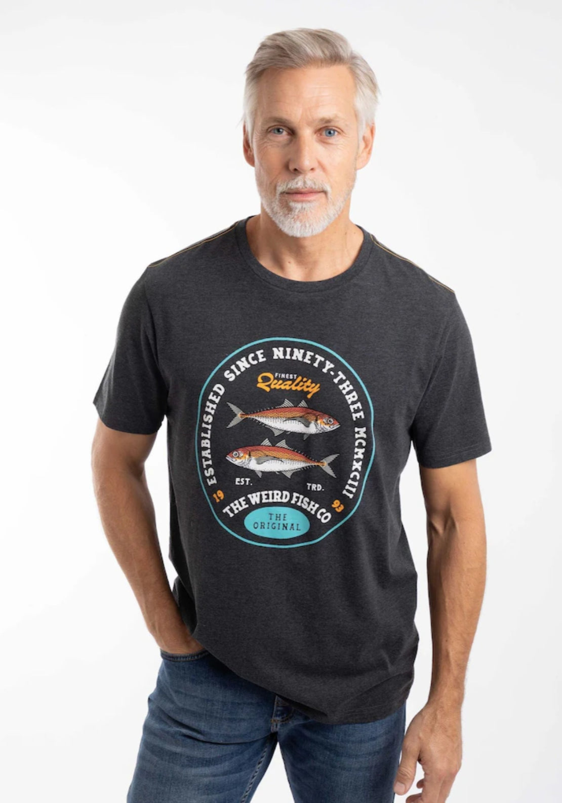 Weird Fish Fish Stamp Front Print Graphic T-Shirt - Black 1 Shaws Department Stores