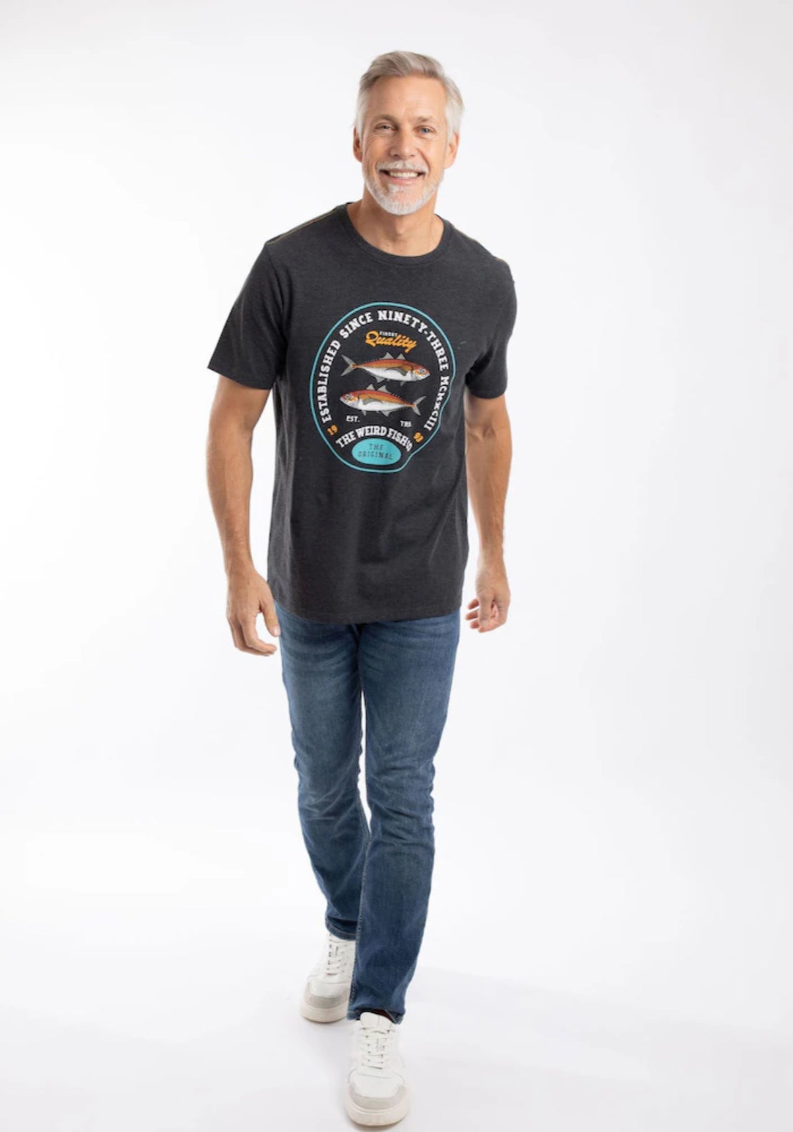 Weird Fish Fish Stamp Front Print Graphic T-Shirt - Black 4 Shaws Department Stores