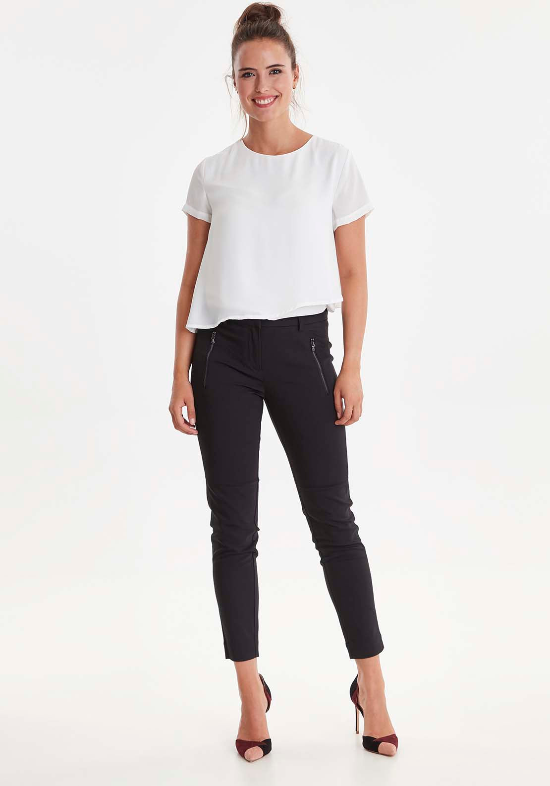 Fransa Mid Rise Trousers - Black 3 Shaws Department Stores