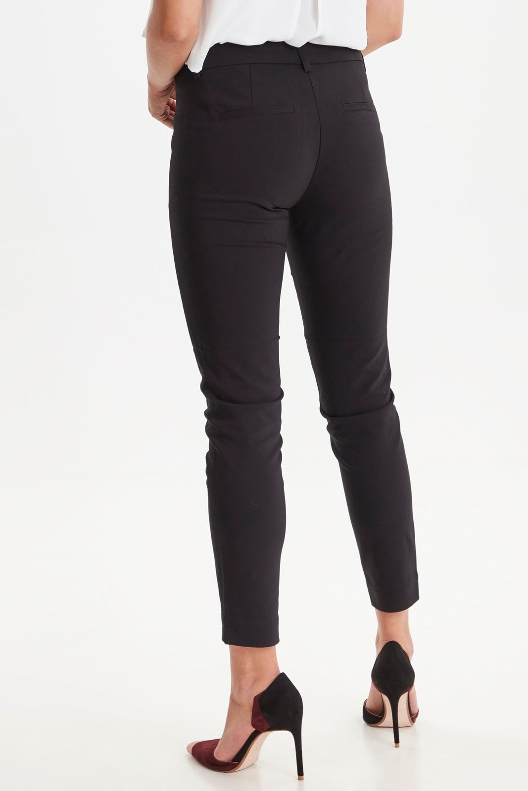 Fransa Mid Rise Trousers - Black 2 Shaws Department Stores