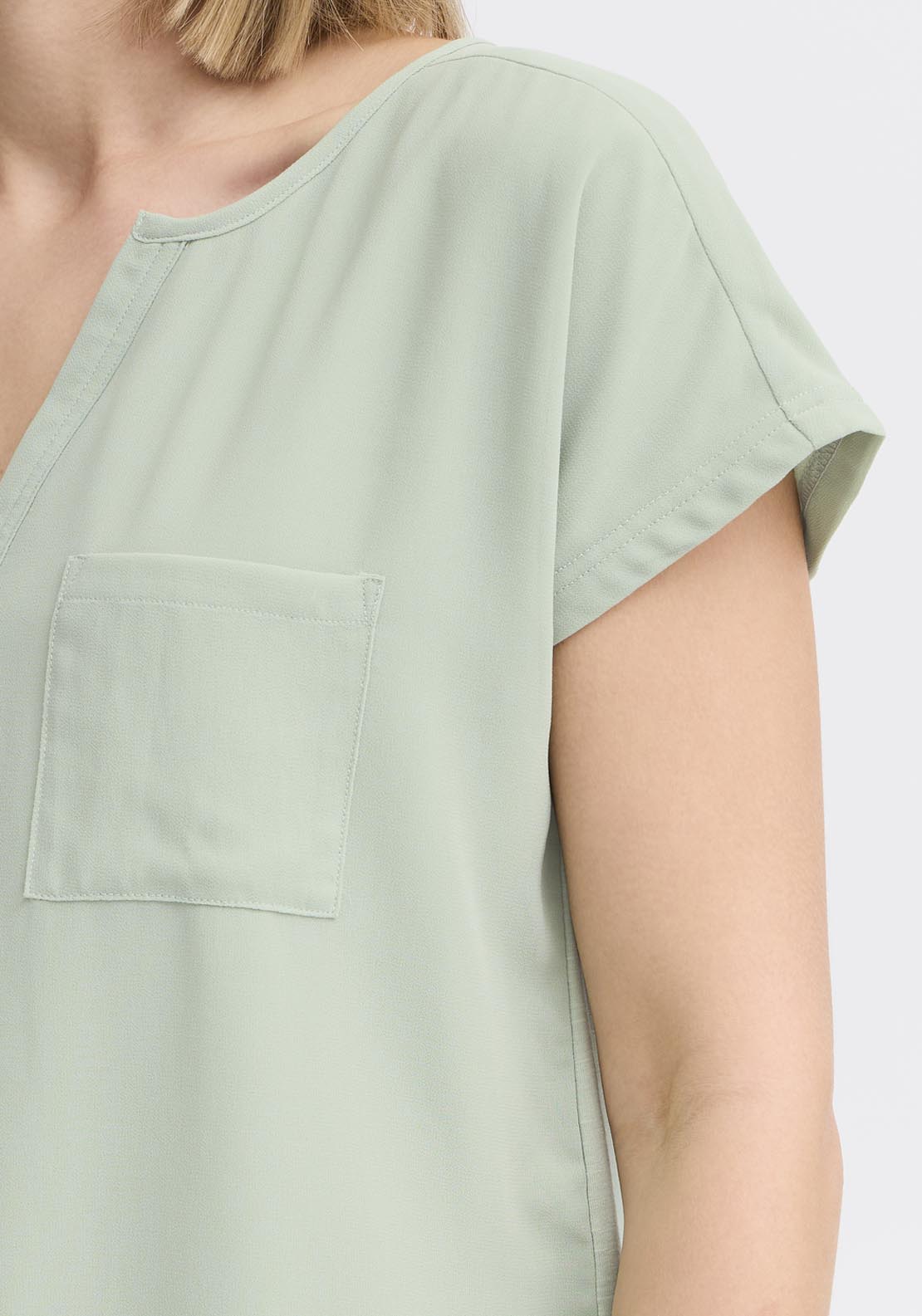 Fransa Pos Short Sleeve Blouse - Frosty Green 2 Shaws Department Stores