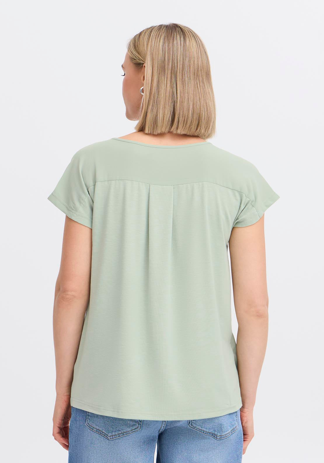 Fransa Pos Short Sleeve Blouse - Frosty Green 4 Shaws Department Stores