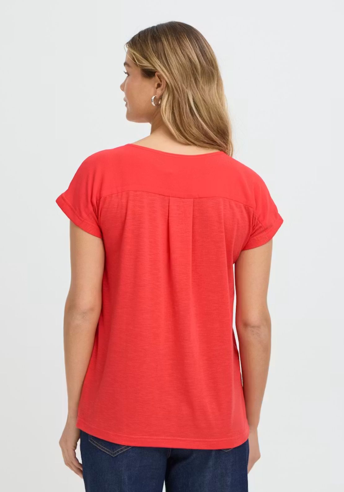 Fransa Short Sleeve Pocket Blouse - Hibiscus 2 Shaws Department Stores