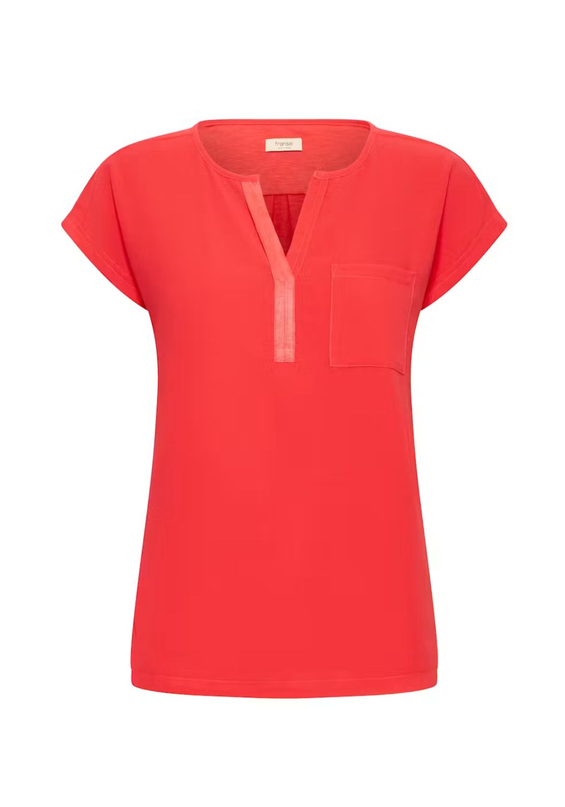 Fransa Short Sleeve Pocket Blouse - Hibiscus 6 Shaws Department Stores