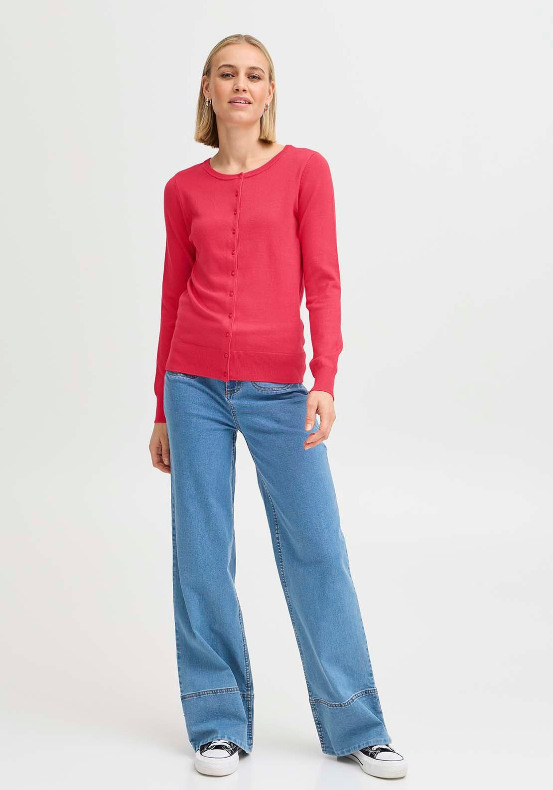 Fransa Long Sleeve Cardigan - Red 5 Shaws Department Stores