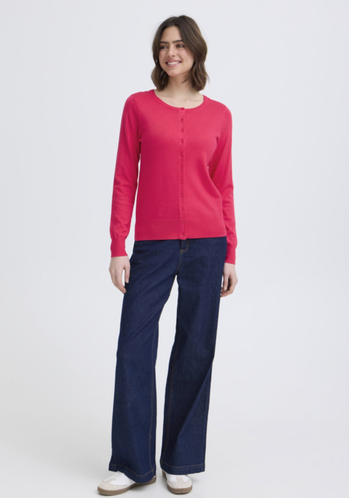 Fransa Simple Long Sleeve Cardigan - Virtual Pink 5 Shaws Department Stores