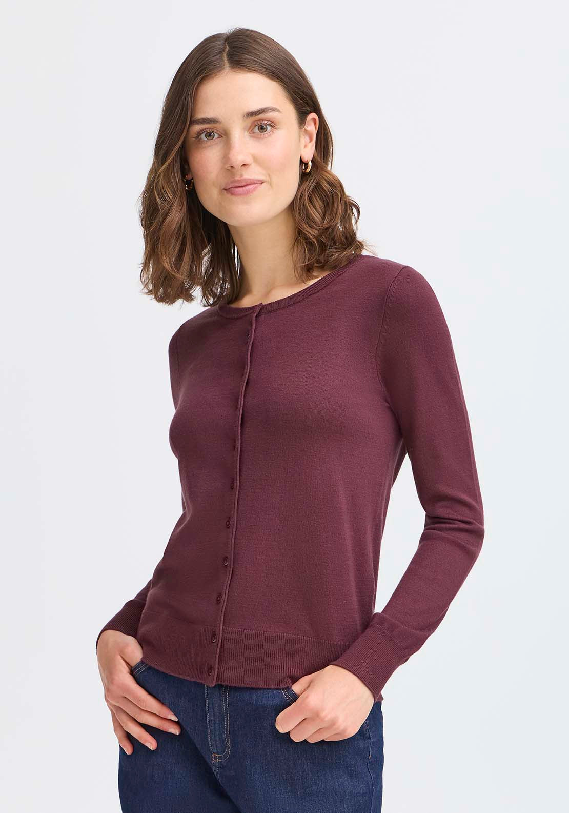 Long Sleeve Cardigan - Brown