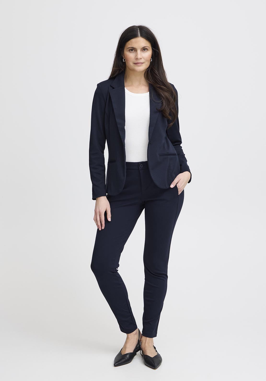 Fransa Casual Long Sleeve Blazer - Dark Peacoat 1 Shaws Department Stores