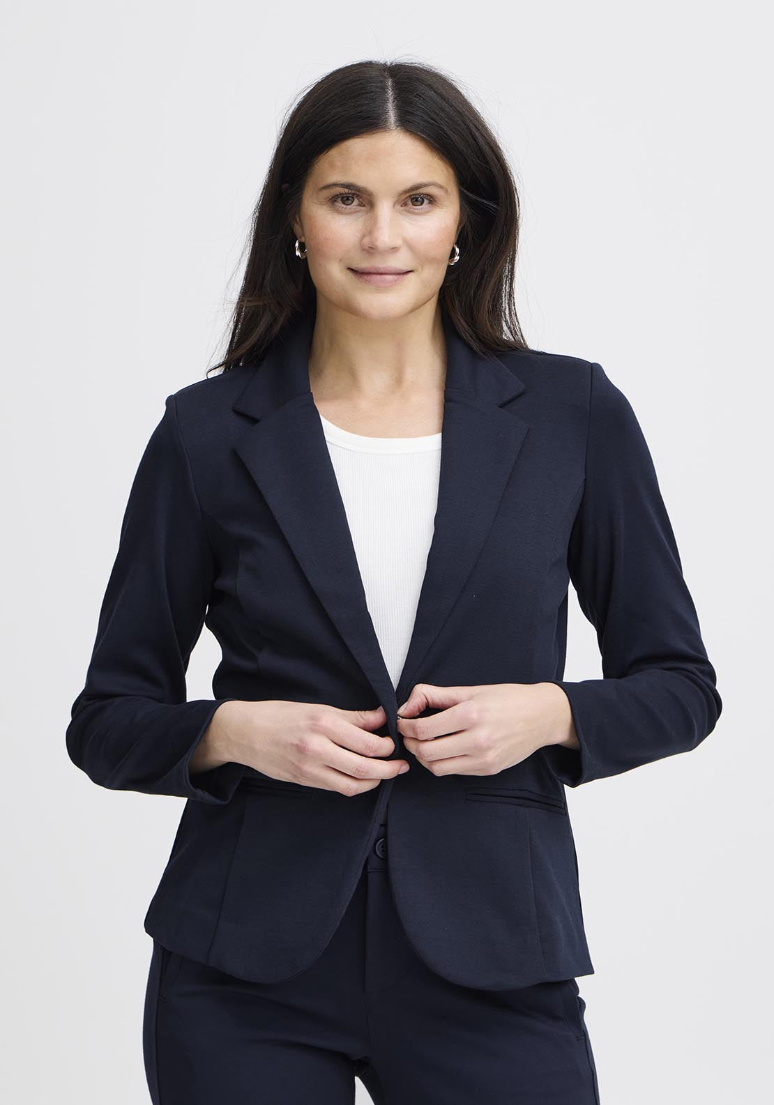 Fransa Casual Long Sleeve Blazer - Dark Peacoat 4 Shaws Department Stores