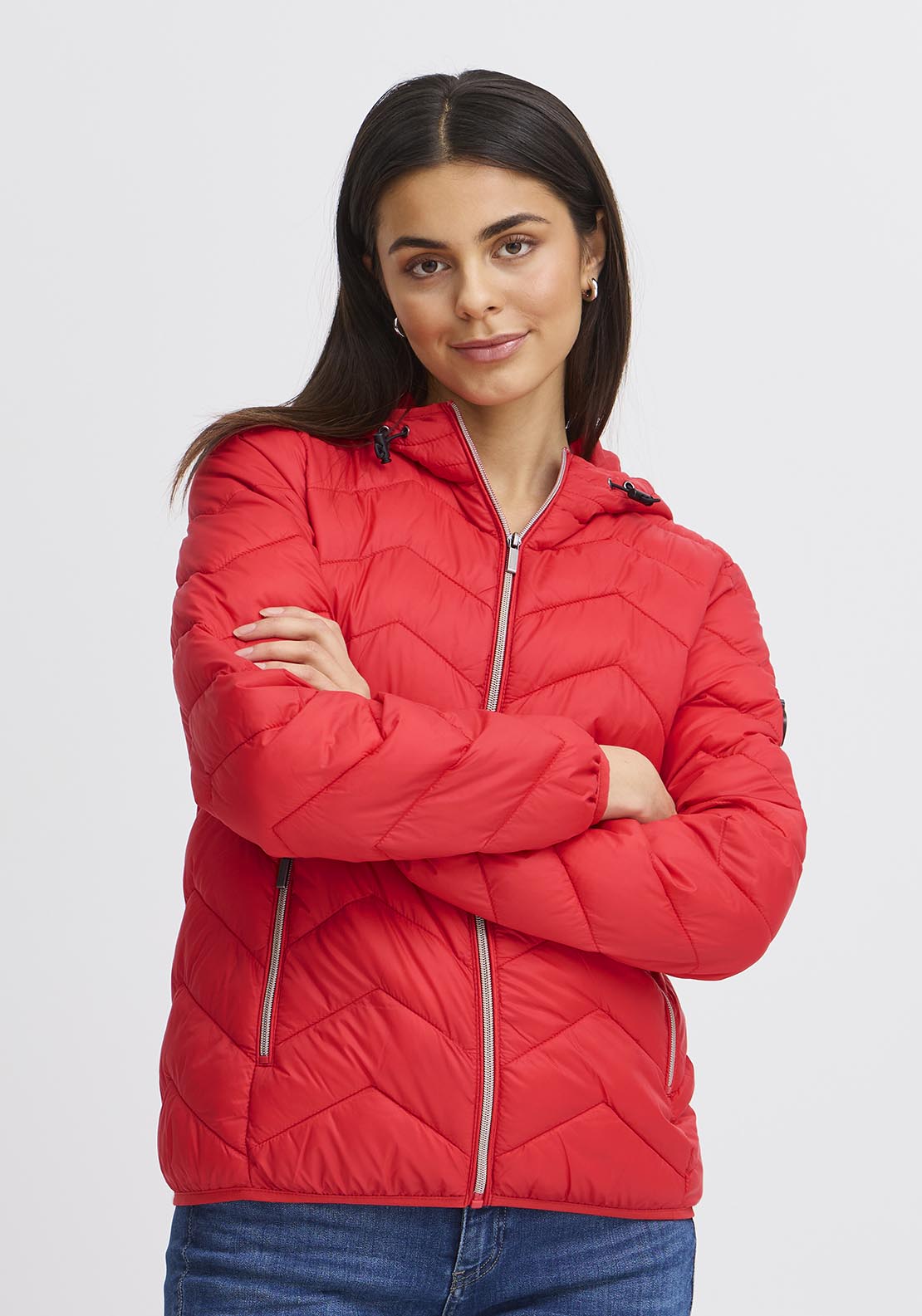 Fransa Casual Padded Jacket - Poinsettia 5 Shaws Department Stores