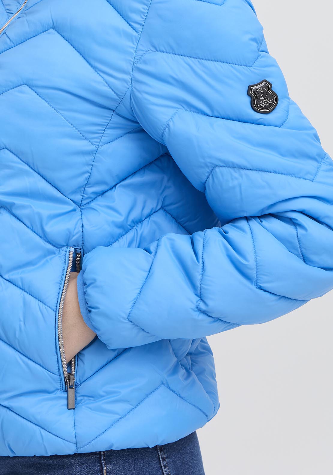 Fransa Casual Padded Jacket - Azure Blue 5 Shaws Department Stores