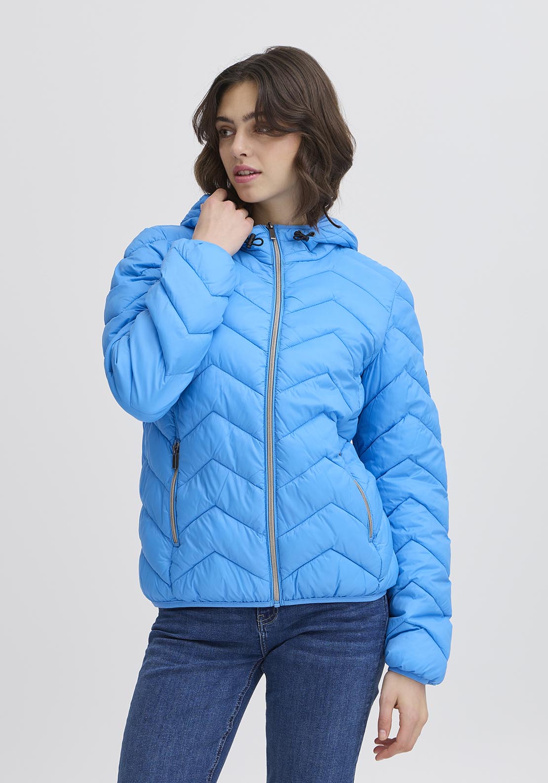 Fransa Casual Padded Jacket - Azure Blue 3 Shaws Department Stores