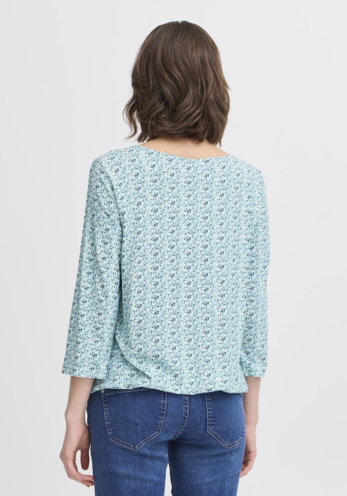 Fransa Casual Long Sleeve T-Shirt - Blue Print 5 Shaws Department Stores