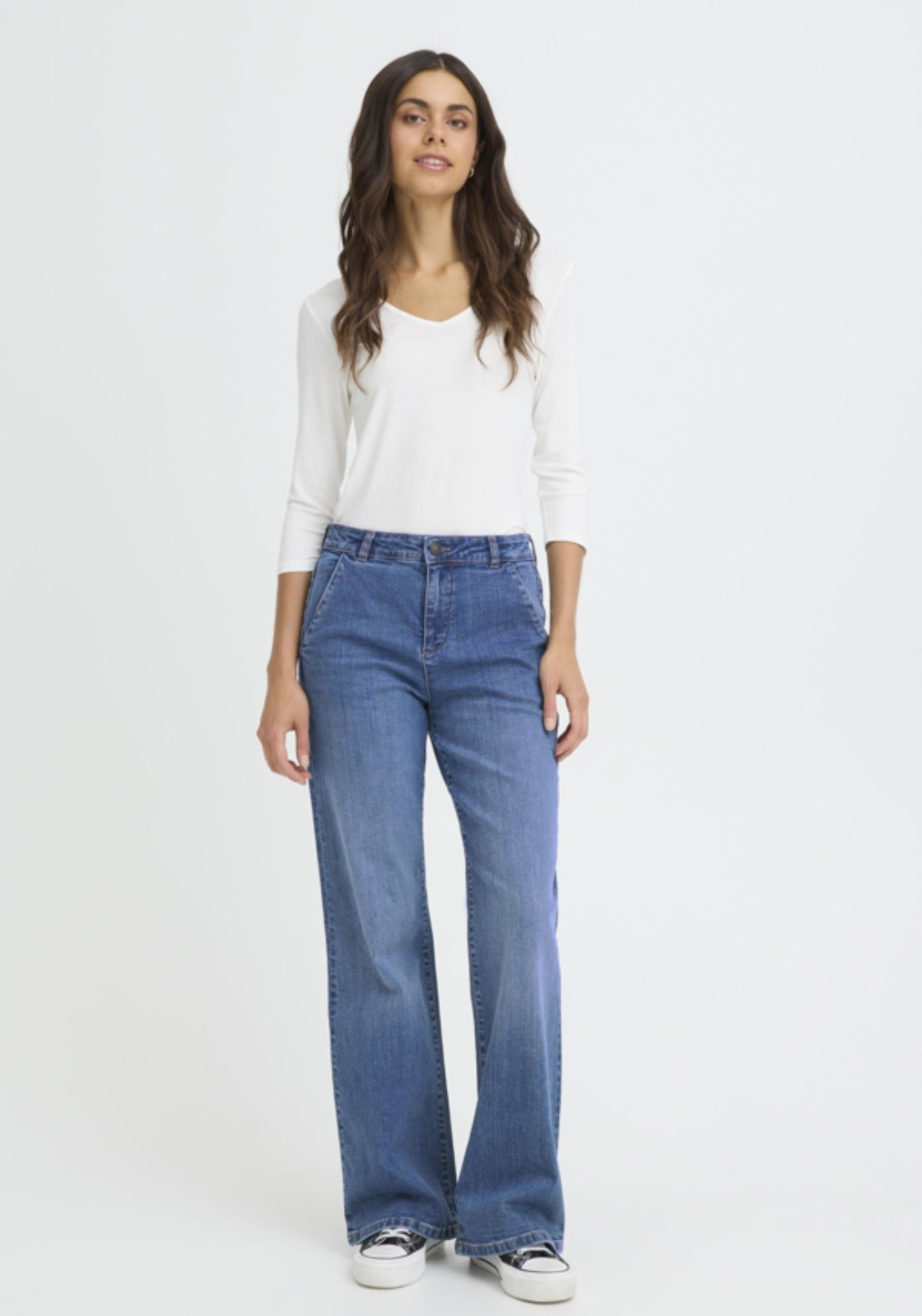 Fransa Wide Leg Denim Jeans - Denim 5 Shaws Department Stores