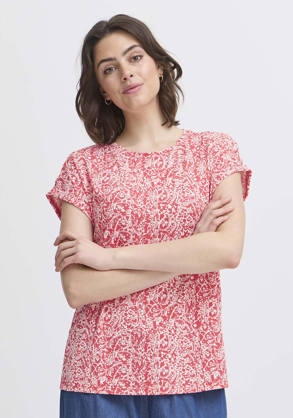 Fransa Short Sleeve T-Shirt - Pink 1 Shaws Department Stores