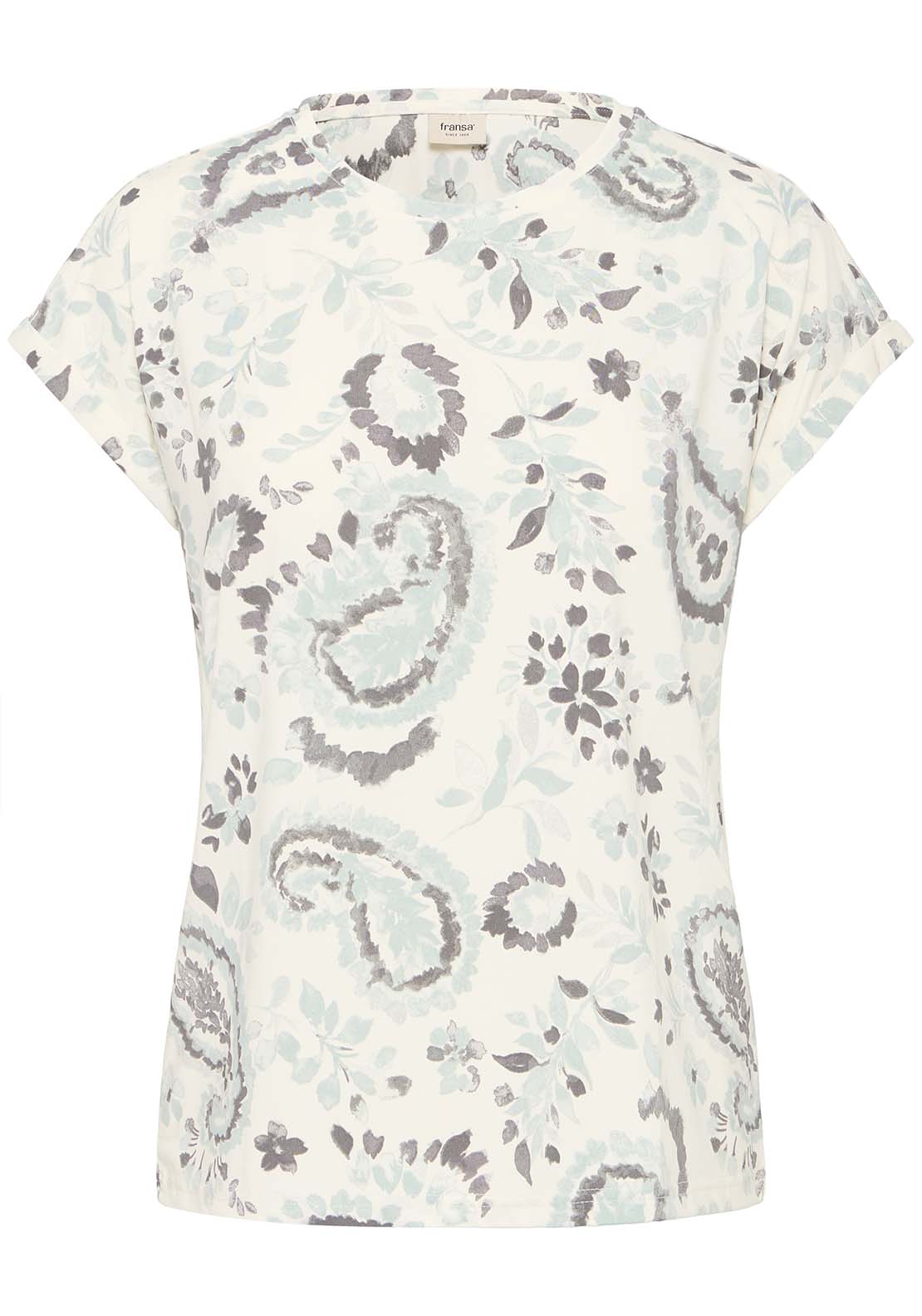 Fransa Short Sleeve T-Shirt - Frosty Green Aop 5 Shaws Department Stores