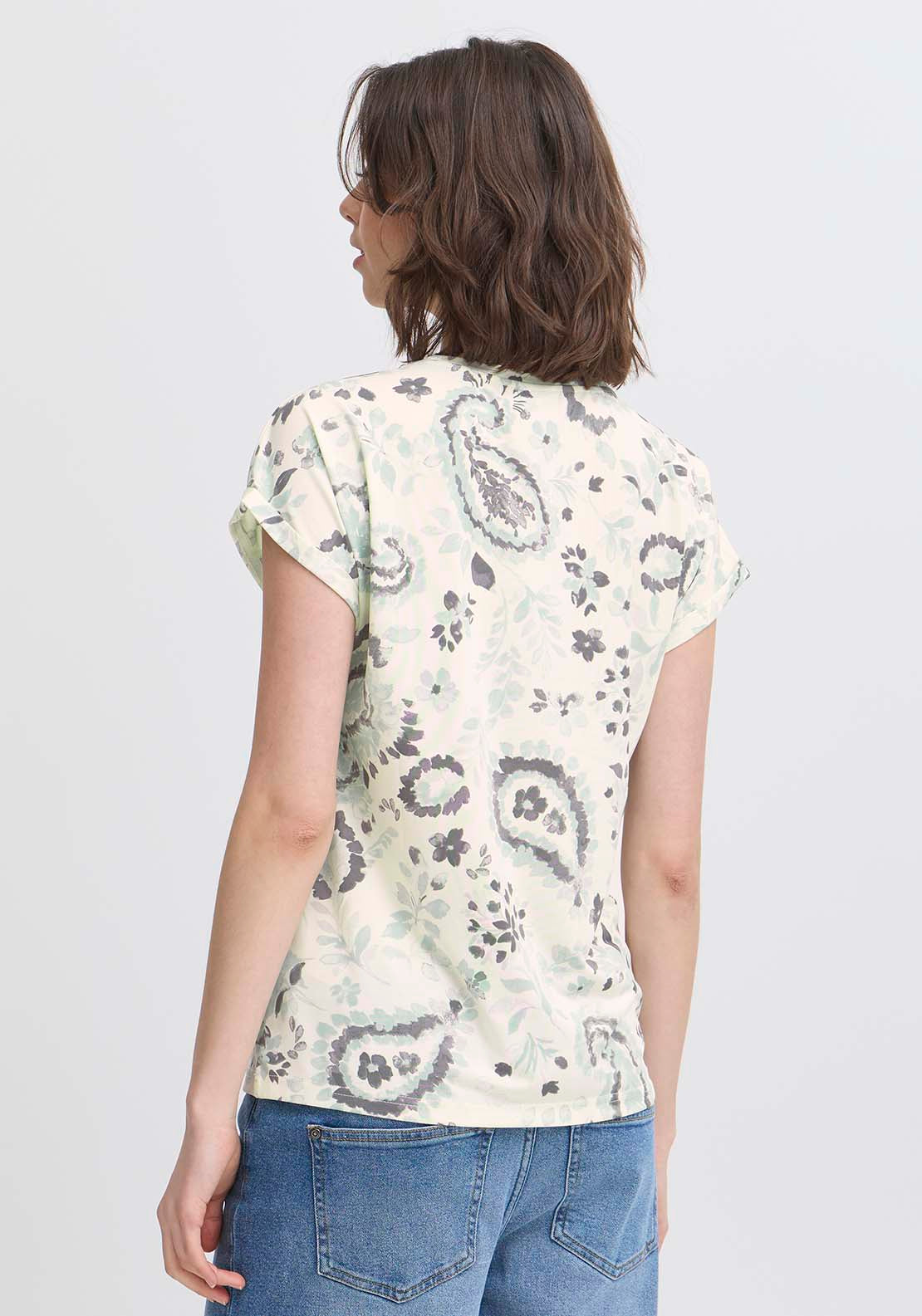 Fransa Short Sleeve T-Shirt - Frosty Green Aop 2 Shaws Department Stores
