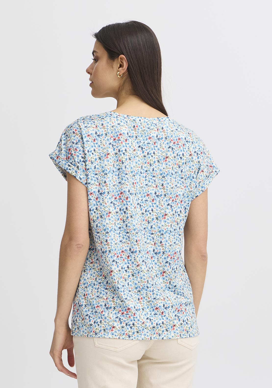 Fransa Short Sleeve Top - Cashmere Blue Art 3 Shaws Department Stores