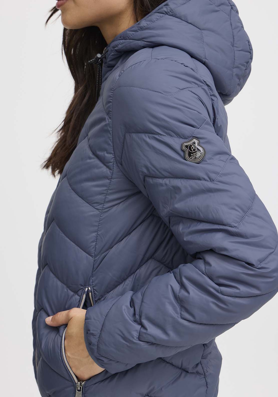 Fransa Hip Length Hooded Jacket - Vintage Indigo 2 Shaws Department Stores