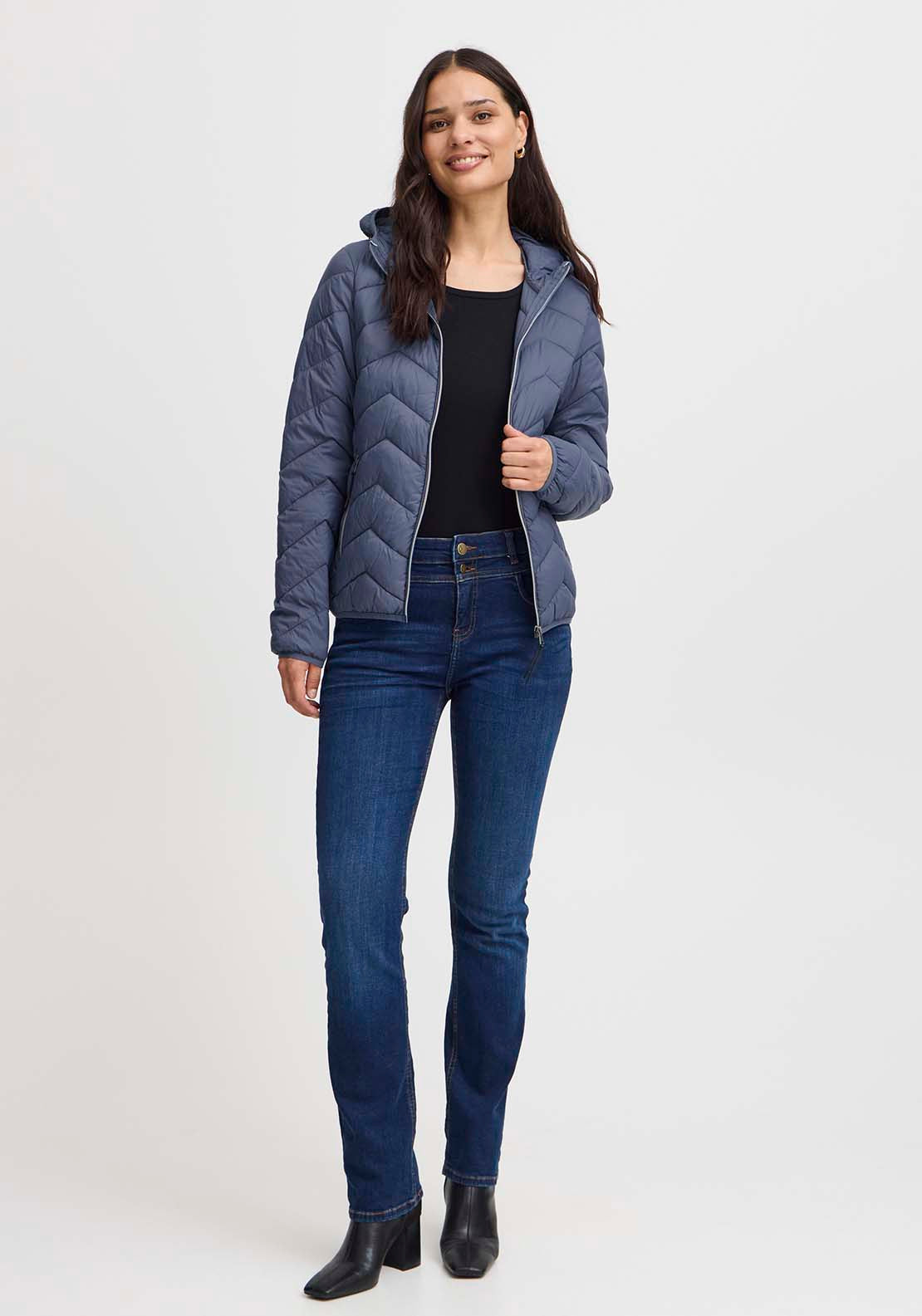 Fransa Hip Length Hooded Jacket - Vintage Indigo 5 Shaws Department Stores