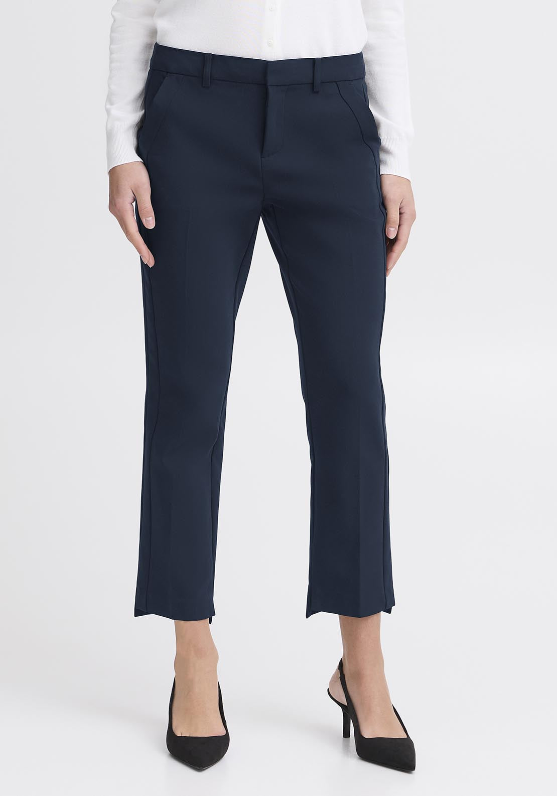 Fransa Casual Trousers - Dark Peacoat 3 Shaws Department Stores