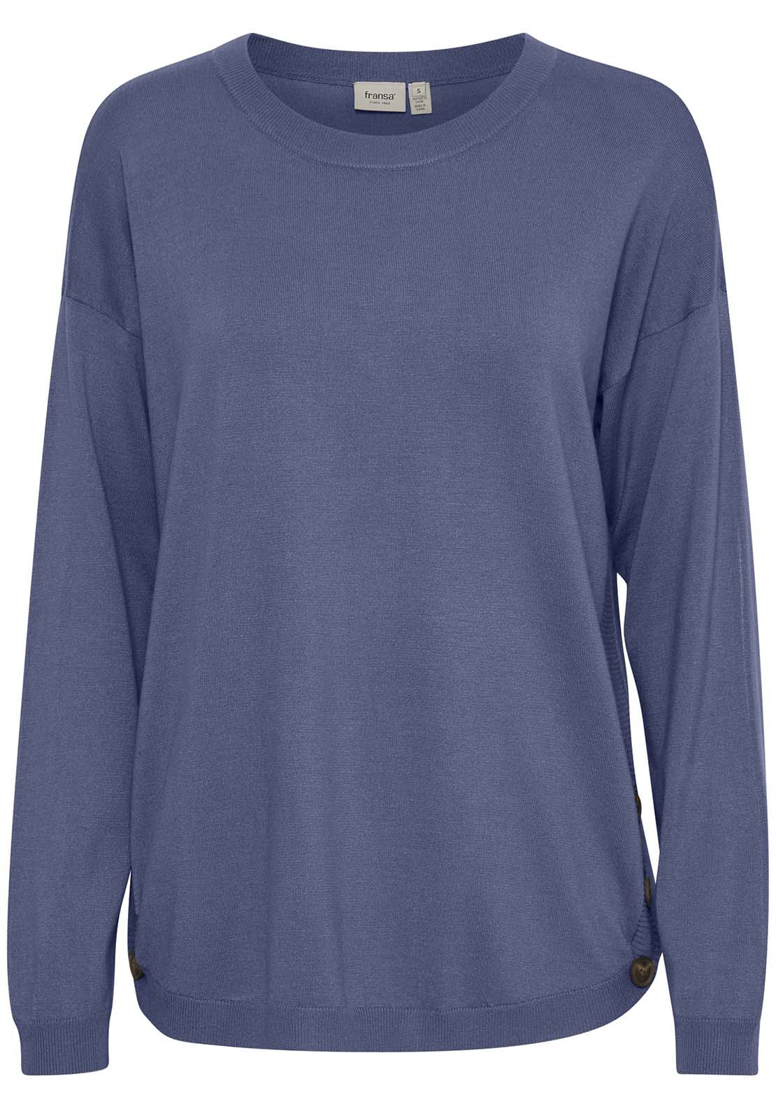 Fransa Long Sleeve Knit Pullover - Vintage Indigo 1 Shaws Department Stores